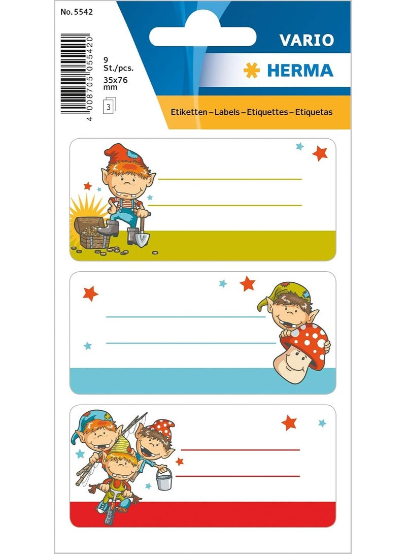 HERMA 5542 Funny Friends Self-Adhesive School Notebook Stickers for Handwriting 35x76mm - Pack of 9 - Image 1