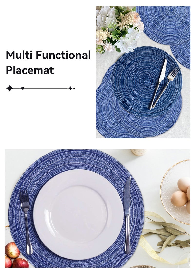 LEOKOR 4 Pack Round Woven Heat Resistant and Anti-Skid Table Mats Kitchen Table Place Mats  - Image 2