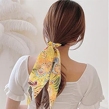 nuoshen 8 Pcs Elastic Hair Band Ribbon Bow Scrunchies Ponytail Holder Floral Flower Polka Dot Scrunchy Ties For Women Girls - Image 5