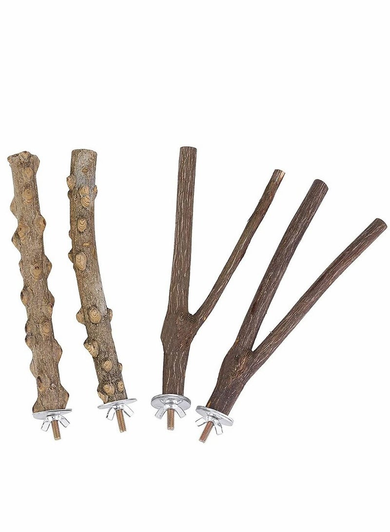 NIBEMINENT Natural Wood Bird Perch Stand, Hanging Multi Branch for Parrots, Parakeets Cockatiels, Conures, Macaws, Love Birds, Finches - Image 3