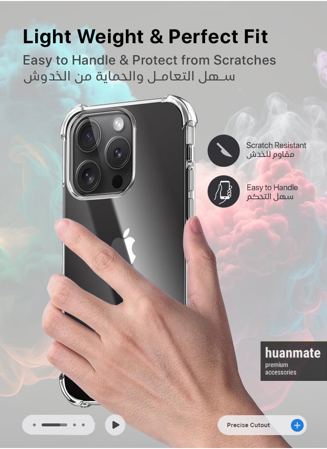 huanmate - 3 in 1 Protection Pack of Back Cover Privacy Screen Protector And Camera Protector For Apple iPhone 15 Pro Max Black/Clear - Image 1