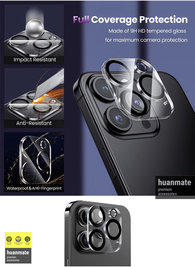 huanmate - 3 in 1 Protection Pack of Back Cover Privacy Screen Protector And Camera Protector For Apple iPhone 15 Pro Max Black/Clear - Image 1