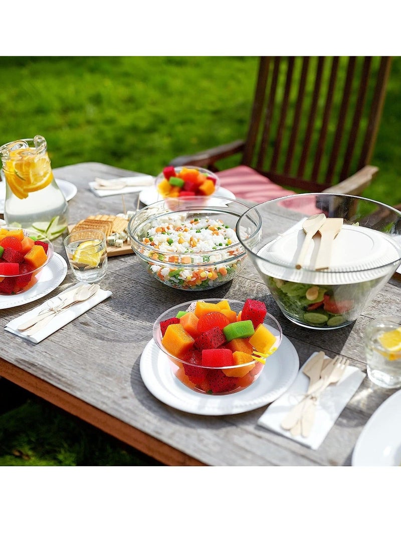 Y&D Clear Premium Plastic Bowls, Hard Salad Bowl Disposable Soup Ice Cream Candy Serving for Wedding Birthday Dessert Party Bowls For Catering, Parties, Buffets, Events 50 Pack - Image 2