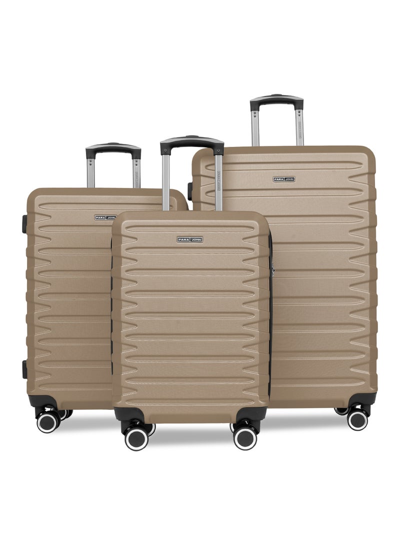 PARAJOHN Series Set of 3 Luggage | Lightweight Small 10KG, Medium 20KG & Large 30KG ABS 4 Wheels Trolley Hardsided Travel Suitcase - Champeign - Image 1