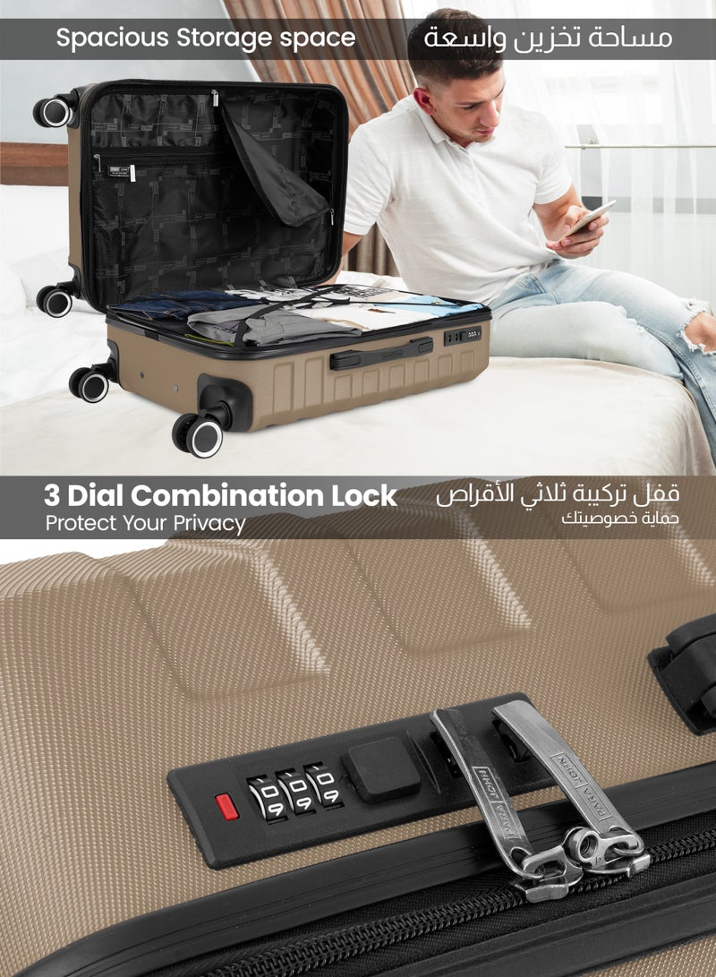 PARAJOHN Series Set of 3 Luggage | Lightweight Small 10KG, Medium 20KG & Large 30KG ABS 4 Wheels Trolley Hardsided Travel Suitcase - Champeign - Image 5