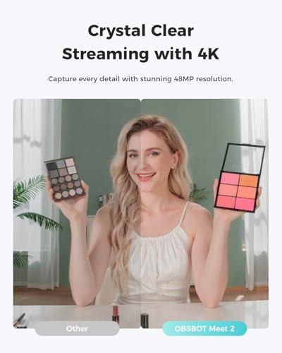 OBSBOT Meet 2-4K Webcam for PC with 1/2" Sensor, AI Framing & Autofocus, Beauty Mode, Lightweight, Gesture Control, HDR, Dual Microphone, 60 FPS, Web Cam for Streaming, Meeting, Gaming. (Cloud White) - Image 3