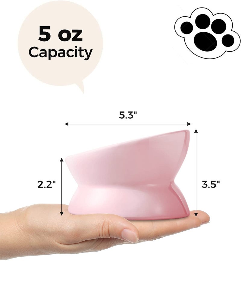LoeJan Elevated Cat Food Bowl, 5 Oz Ceramic Raised and Tilted Water Bowl, Anti Vomiting and Protect Pets' Spines Dishes for Small Dog, Fat Faced Cat, Kitten (Pink, 1 Pack) - Image 5