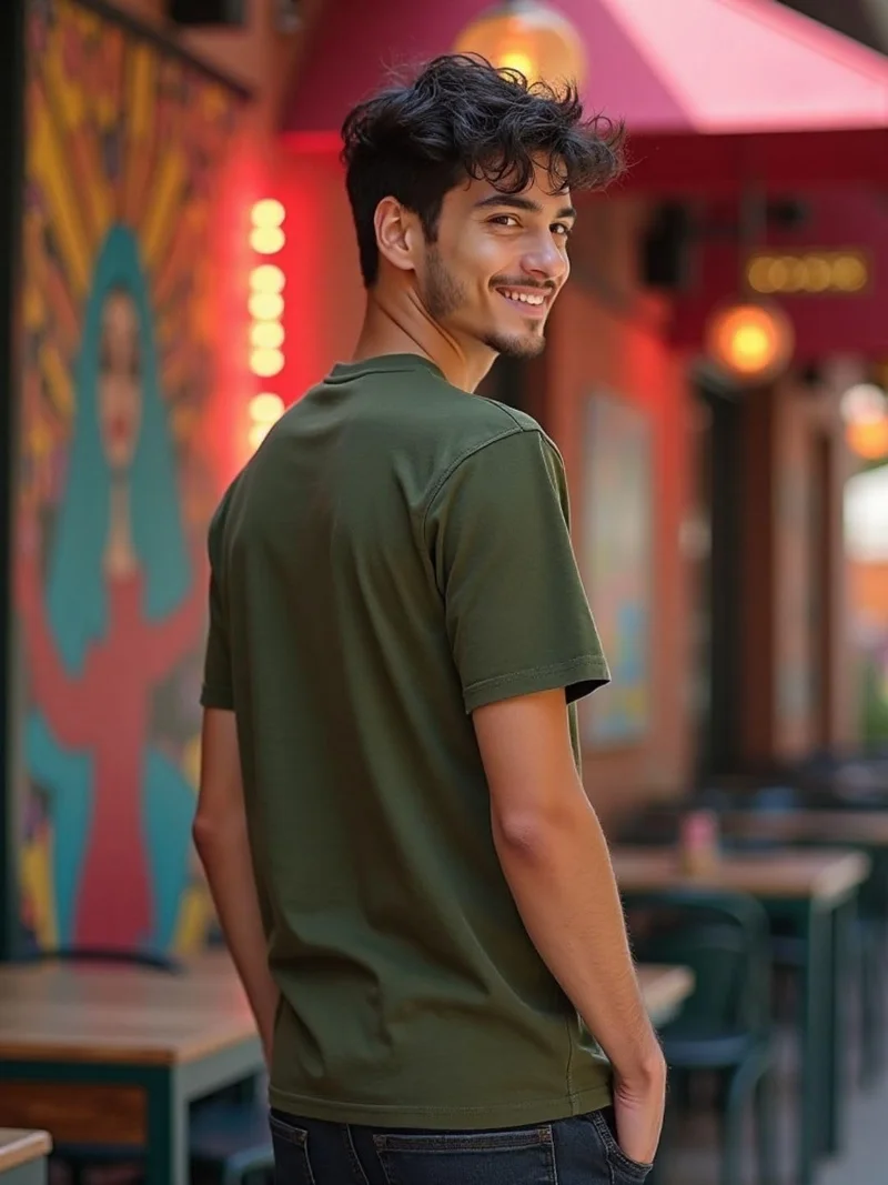 NOBERO  Men's Olive Green Graphic T-Shirt for Men | Best Price UAE