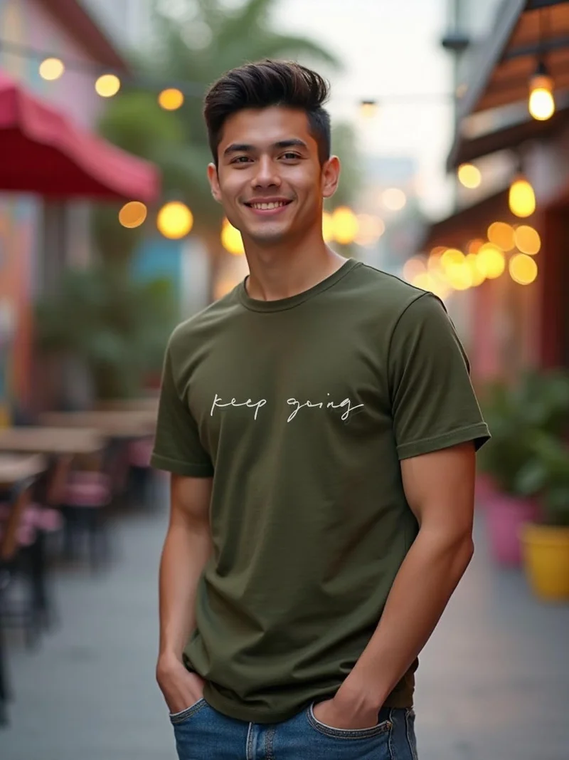 NOBERO  Men's Olive Green Graphic T-Shirt for Men | Best Price UAE