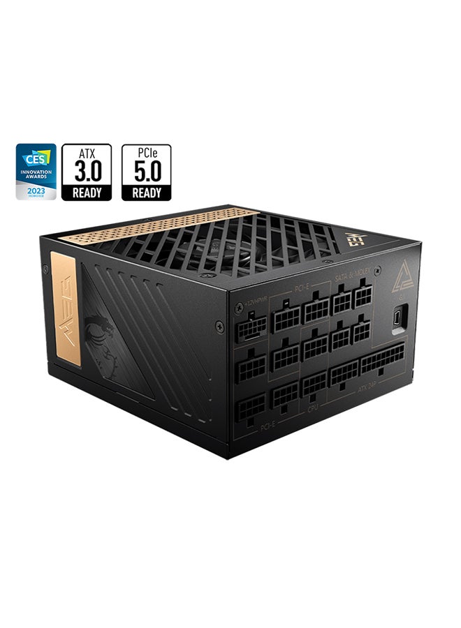 MSI MEG Ai1300P PCIE5 1300 Watt 80 Plus Platinum ATX Fully Modular Power Supply Black - Image 1