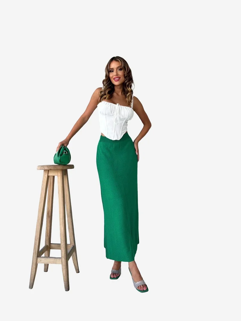 MY FASHION MY FASHION High Waist Ribbed Knit Maxi Skirt