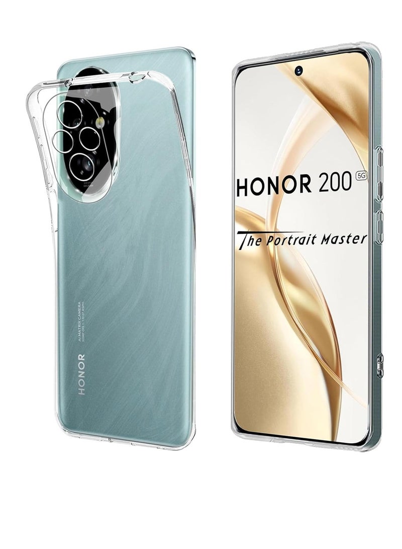 Case Compatible with Honor 200 5G Case Crystal Clear Soft TPU Gel Case Flexible Silicone Anti-Scratch Camera Protection Transparent TPU Cover - Clear - Image 1