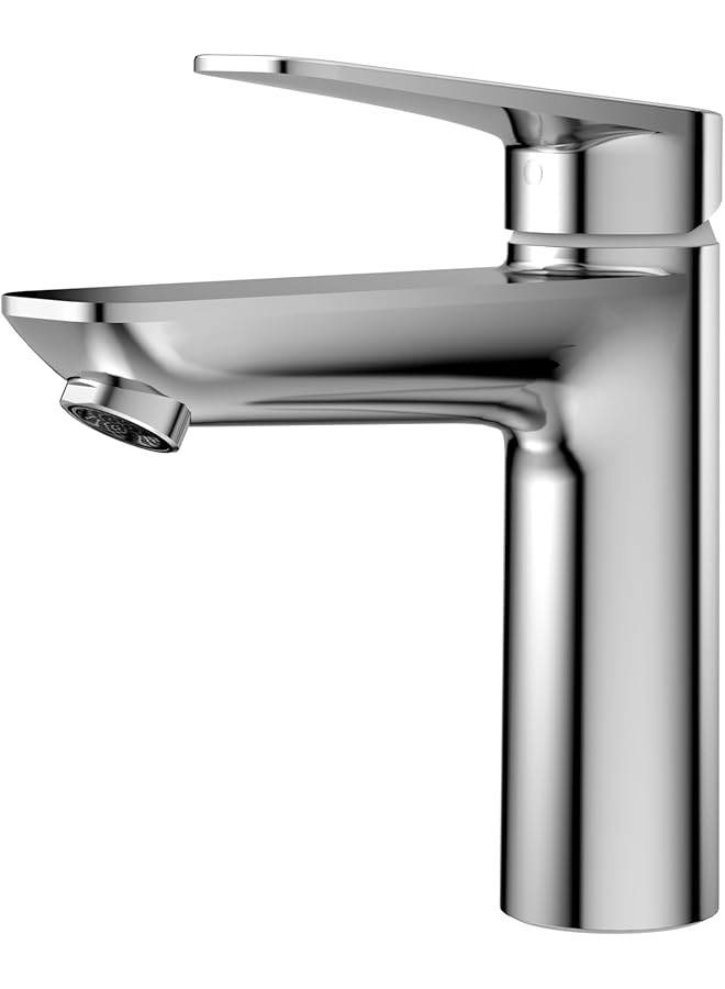 The Bros Bathroom Mixer, Water-Saving Basin Tap Mixer, Single-Lever Cold & Hot Water Bathroom Faucet Lavatory Vanity Faucet Modern, Chrome - Image 1