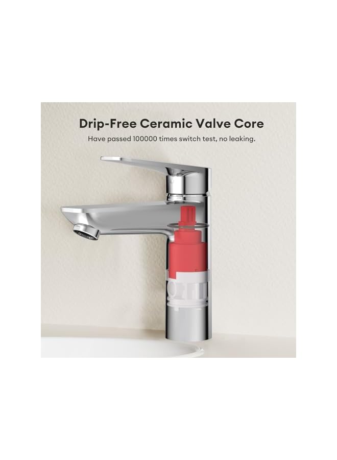 The Bros Bathroom Mixer, Water-Saving Basin Tap Mixer, Single-Lever Cold & Hot Water Bathroom Faucet Lavatory Vanity Faucet Modern, Chrome - Image 5