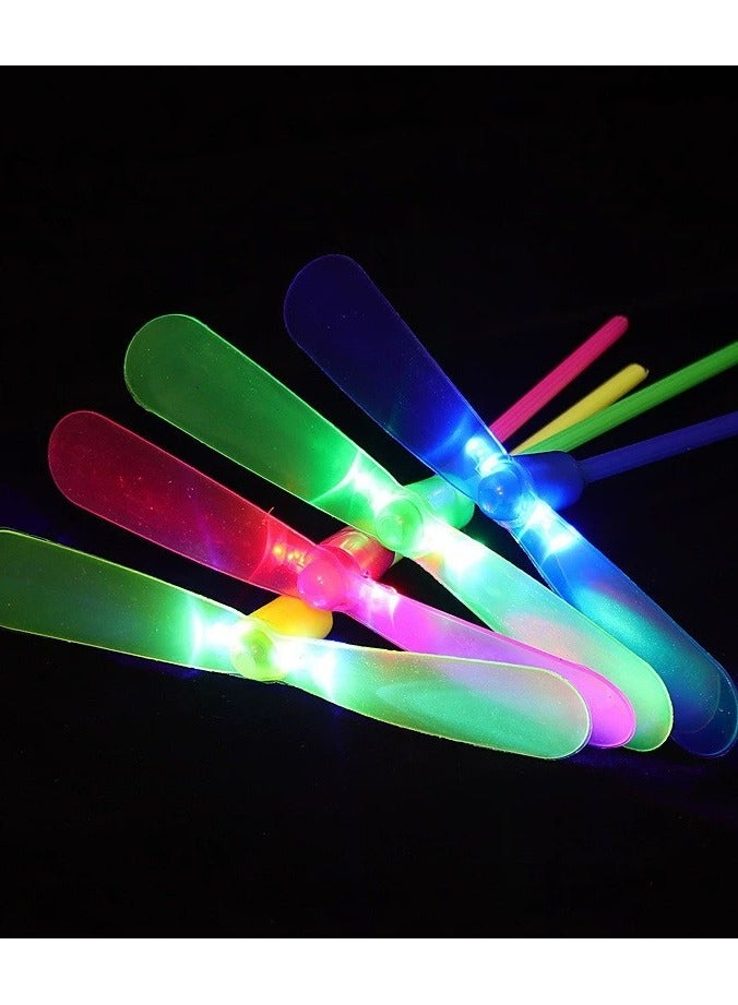 10PCS LED Light-Up Flying Bamboo Dragonfly Toy | Classic Hand-Powered Helicopter | Fun Outdoor Spinning Toy for Kids | Party Favor & Gift - Image 2