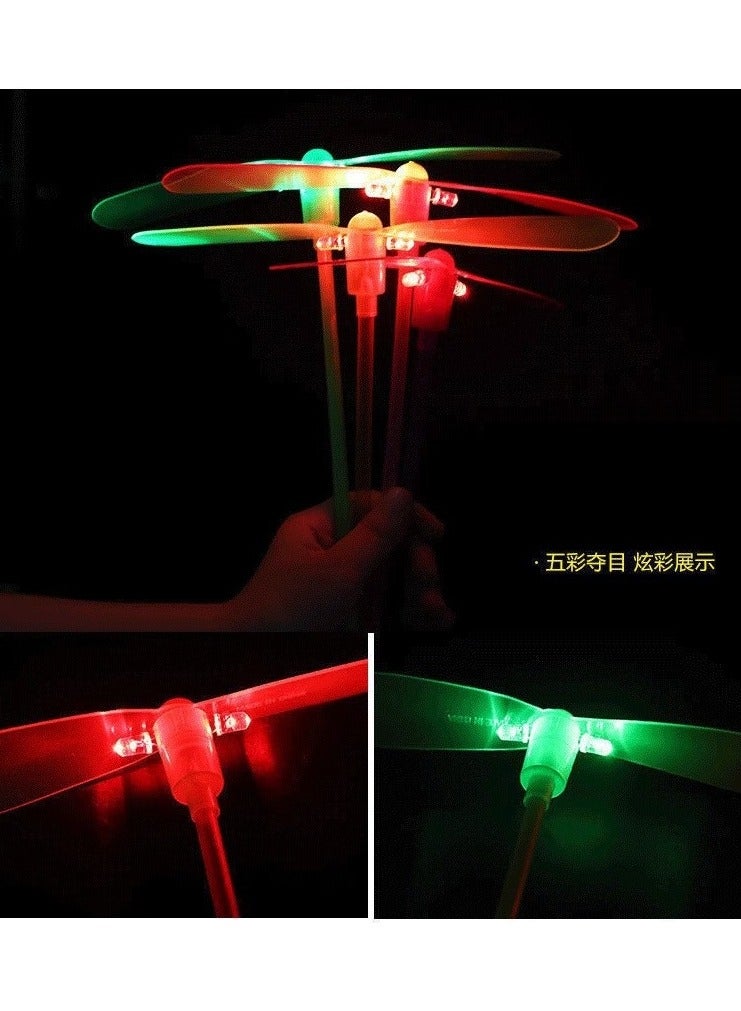 10PCS LED Light-Up Flying Bamboo Dragonfly Toy | Classic Hand-Powered Helicopter | Fun Outdoor Spinning Toy for Kids | Party Favor & Gift - Image 5