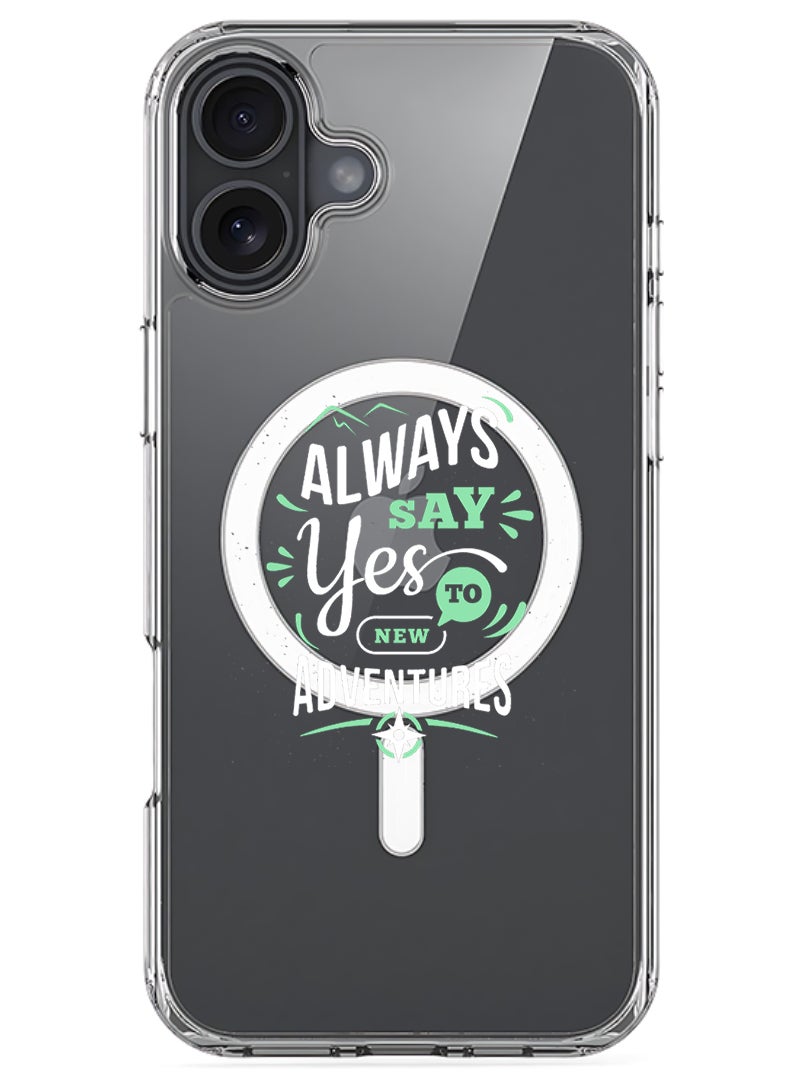 Theodor Magnetic Case for Apple iPhone 17 Compatible with MagSafe Wireless Charging, Shockproof Phone Bumper Cover - always say yes to - White - Image 1