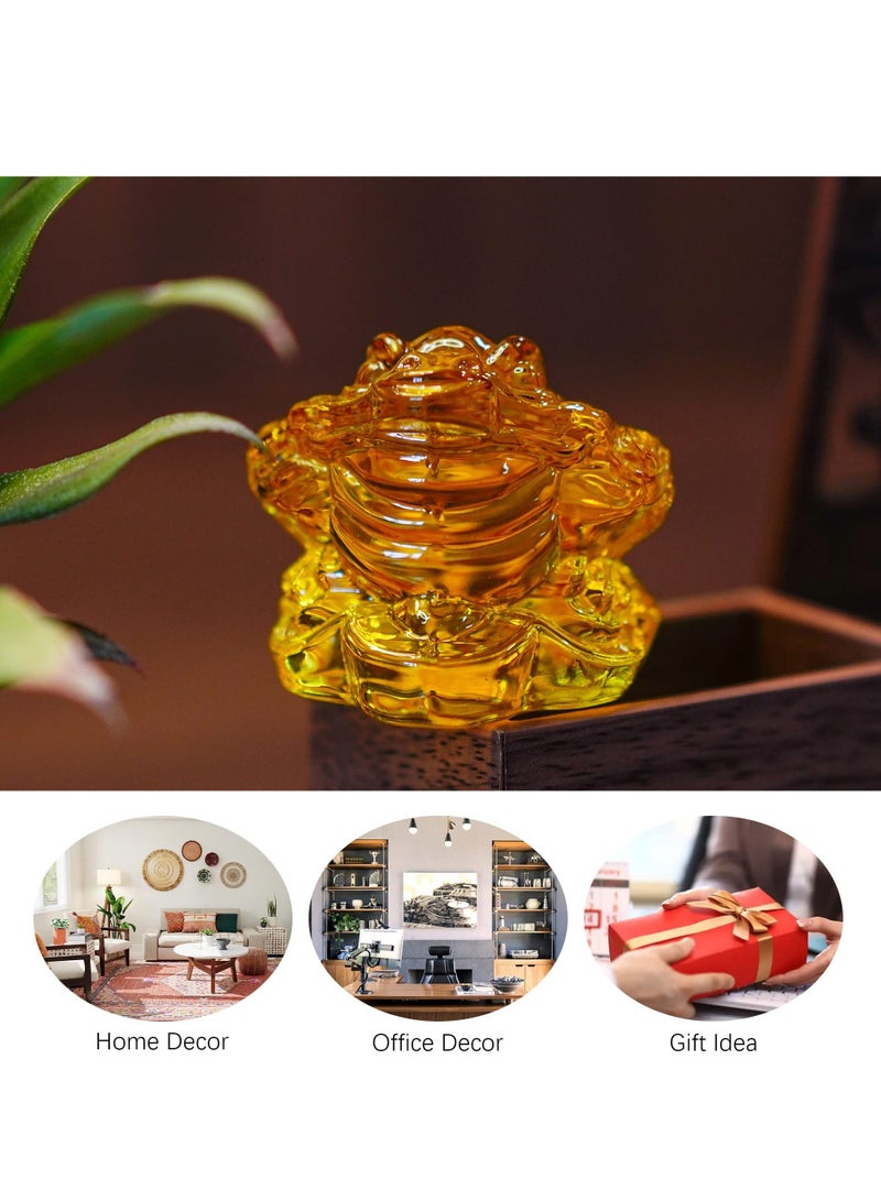 Excefore 2.4inch Crystal Glass Golden Toad Figurine,Bring Wealth and Prosperity for Feng Shui, Home, and Office Decor,Lucky Gift - Image 5