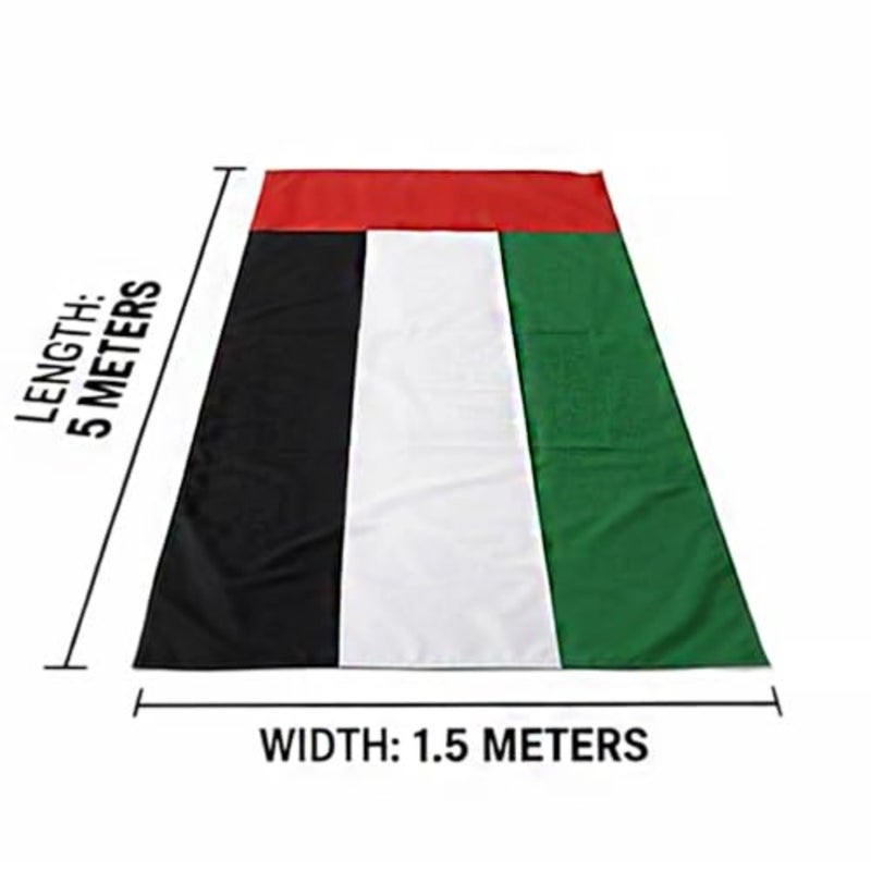 UAE Flag Large for National Day 5 M x 1.5 M Premium Quality Stitched Flag For Villa Building Office Flat Celebrate UAE National Day - Image 2