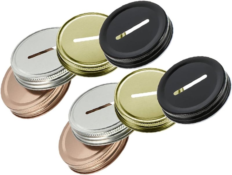 8pcs Metal Coin Slot Jar Lids 70mm Replacement Mason Jar Can Covers for Piggy Banks Money Saving Suitable for Home Storage - Image 1