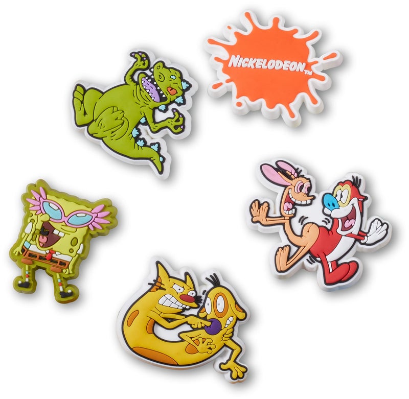 Crocs® Jibbitz Charms – Mixed Characters for Kids Shoes – Synthetic Material – Easy Attachment – Post Closure Nickelodeon Throwback 5-Pack One Size One Size - Image 1