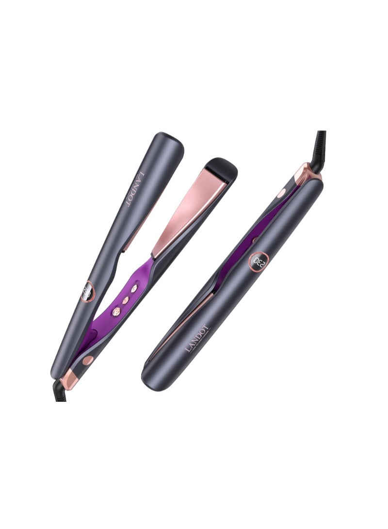 LANDOT 2-in-1 Hair Straighteners and Curler - Twist Floating Plates for Create Salon Waves, Curls, Straight Styles, Anti-Frizz & Tangle-Free | Dual Voltage, 12 Temp Settings 120-230°C All Hair Types - Image 1