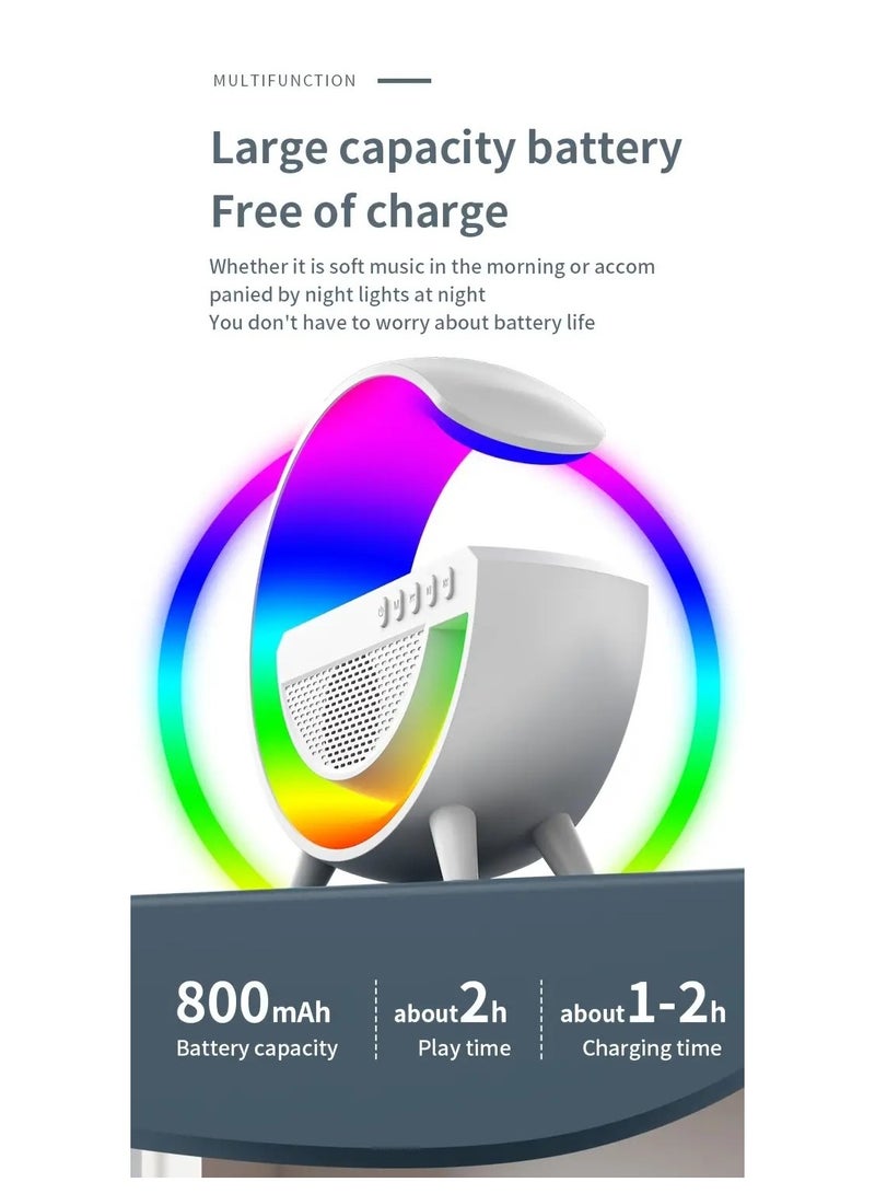 مكبر صوت لاسلكي صغير لسطح المكتب، شاحن لاسلكي، مصباح جو، شكل G، تضيء الموسيقى، سطح المكتب اللاسلكي، الهاتف المحمول، شحن لاسلكي 10 وات، شحن سريع، إضاءة محيطة ملونة، مكبر صوت محيطي - Image 4