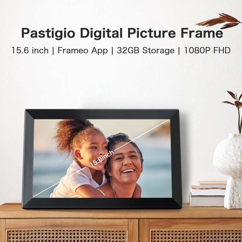 Pastigio Digital Picture Frame WiFi, 15.6 Inch Frameo Digital Photo Frame, 32GB Memory, 1920*1080 IPS HD Touch Screen, Auto-Rotate, Share Pictures Video Instantly, Gift for Mom, Wedding, Birthday, Anniversary - Image 2