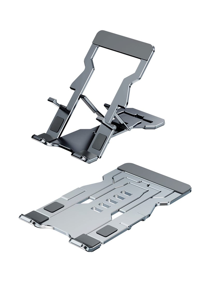 Excefore Universal Phone Folding Stand, Aluminum Desktop Stand with Adjustable View Angle, Compatible with All Phones, Switch, Tablets (Grey) - Image 1