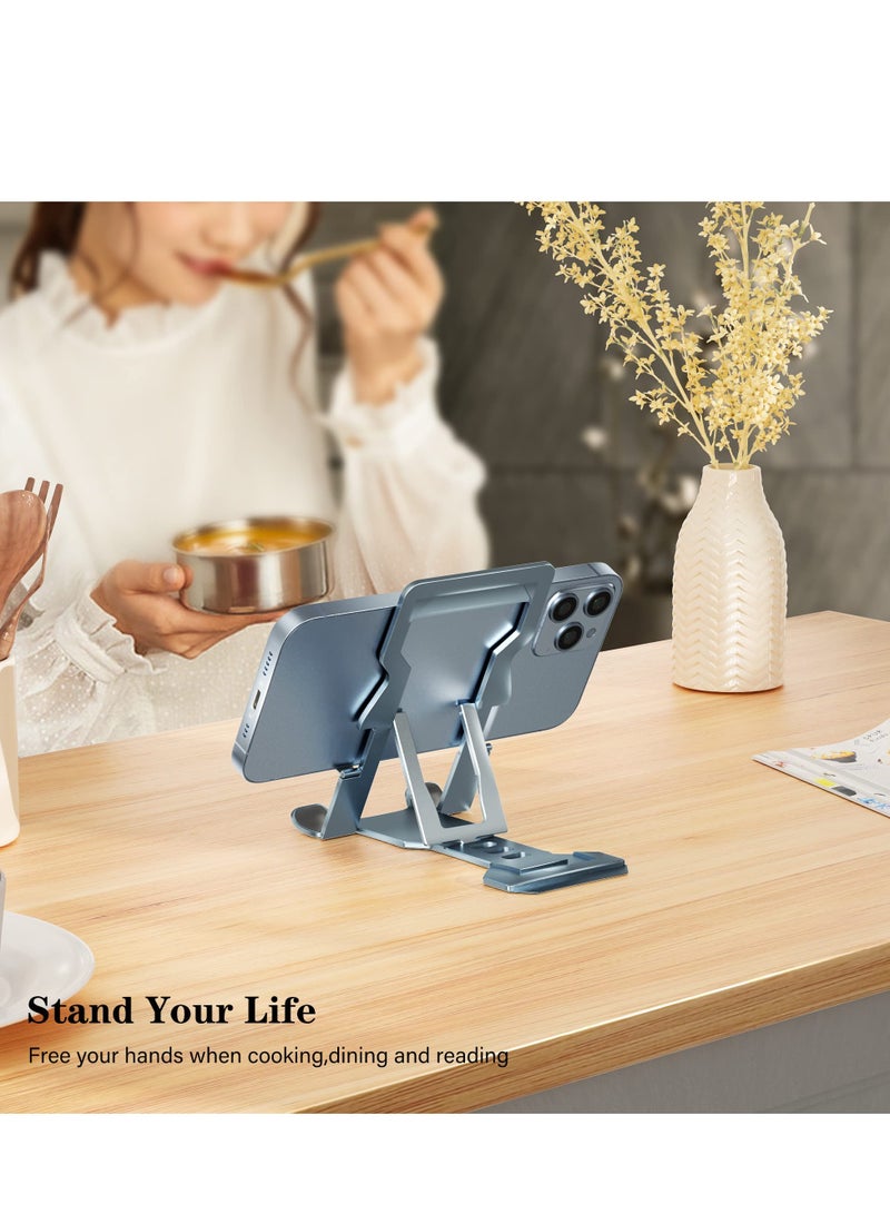 Excefore Universal Phone Folding Stand, Aluminum Desktop Stand with Adjustable View Angle, Compatible with All Phones, Switch, Tablets (Grey) - Image 4