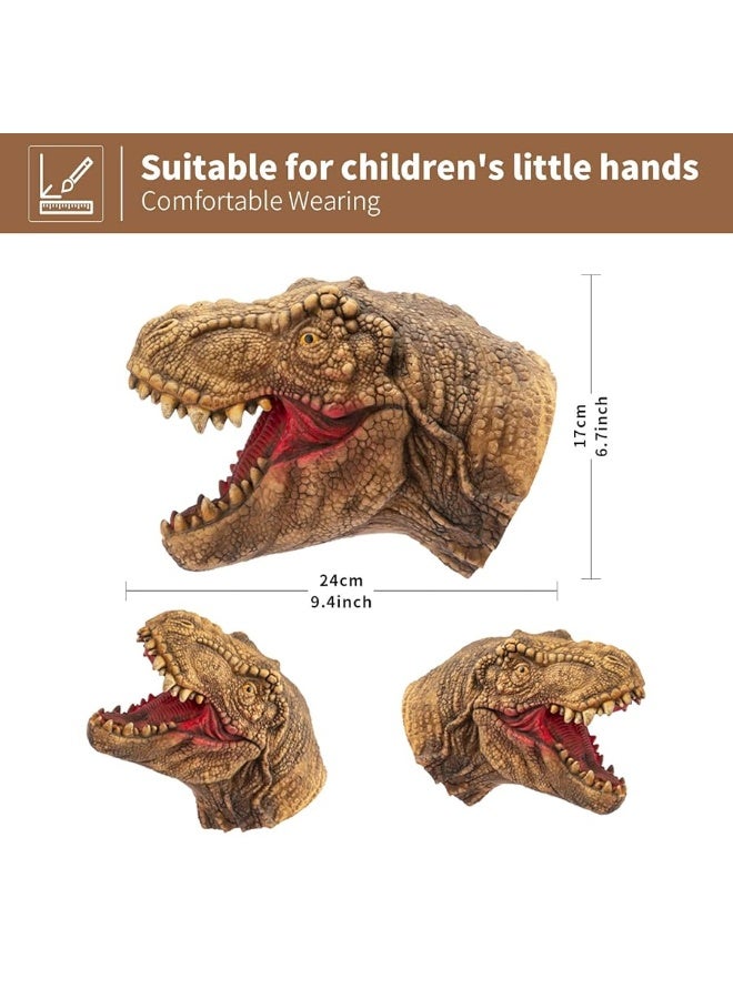 Yolococa Dinosaur Hand Puppets Realistic Latex Soft Animal Head Toys Set, Hand Puppet Toys Gift for Kids, Party Show Imaginative Play (Tyrannosaurus & Triceratops & Dilophosaurus) - Image 1