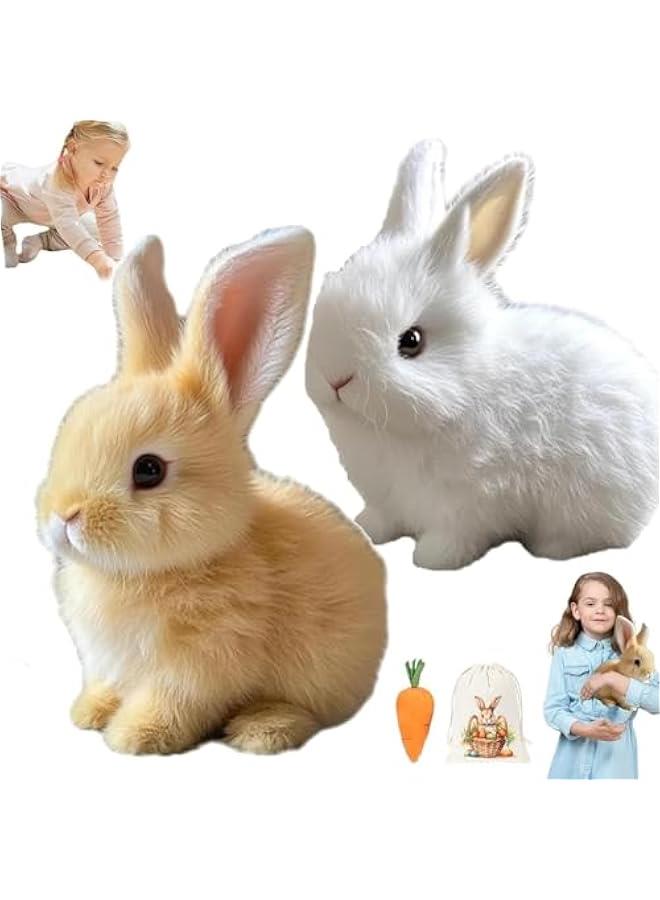 Arabest Realistic White and Brown Rabbit Toy, Interactive Jumping and Shaking Head, Twitter Sound, Rabbit Reality Experience!  - Image 1