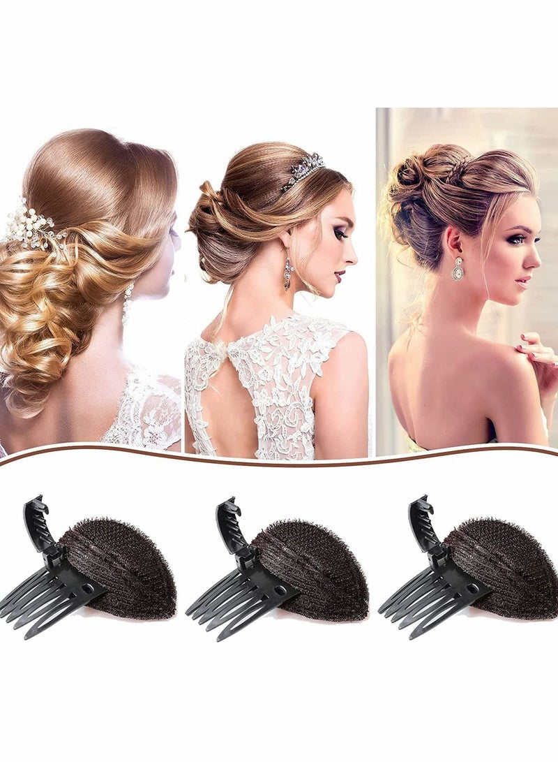 Excefore Puff Hair Head Cushion, 3 Pcs Invisible Fluffy Hair Clip, Fluffy Princess Styling Hair Pad, luffy Styling Insert Increase Hair Base Set, Fluffy Hair Accessory for Women and Girls (Brown) - Image 3