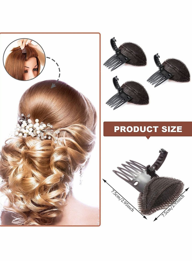 Excefore Puff Hair Head Cushion, 3 Pcs Invisible Fluffy Hair Clip, Fluffy Princess Styling Hair Pad, luffy Styling Insert Increase Hair Base Set, Fluffy Hair Accessory for Women and Girls (Brown) - Image 4