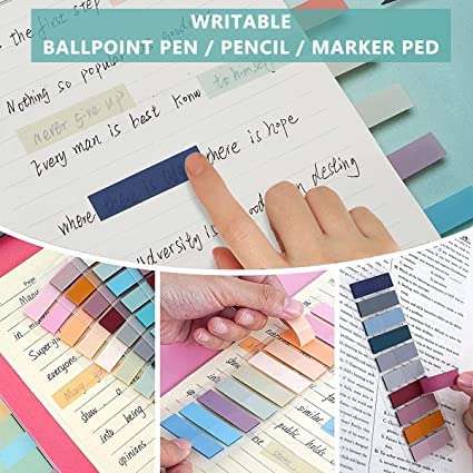Mincer Transparent Sticky Notes Writable and Multifunctional Tabs | Clear Waterproof Self-Adhesive Translucent 3 X 3 Memo Sticky Notes for (Color 400 Pcs, White 50 Pcs) (Pack of 3) - Image 4