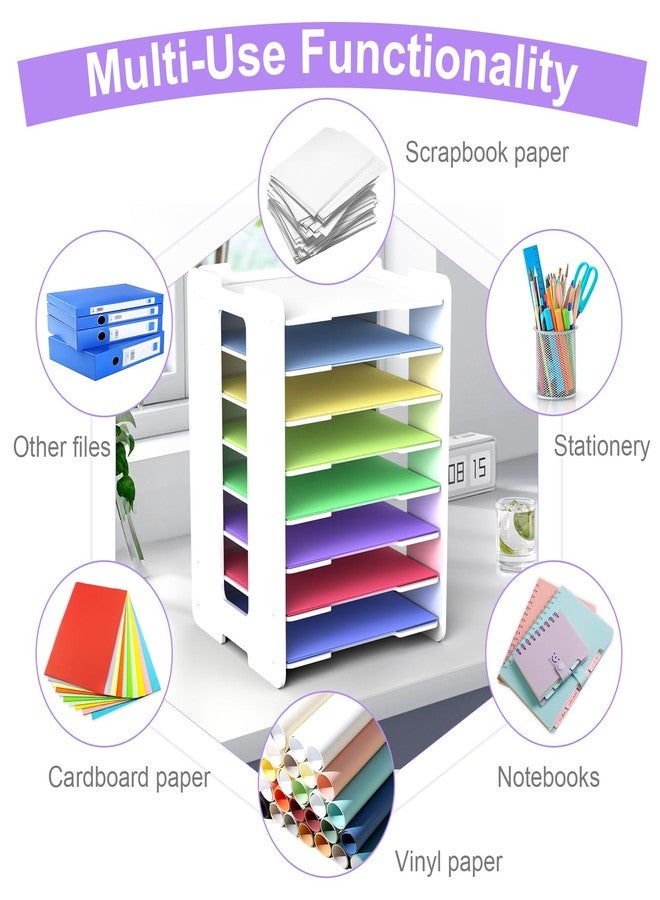 CKAGF 12x12 Paper Organizer Storage - 8 Tier Scrapbook Paper Storage Organizer, Stackable Construction Paper Holder, Craft Organizers and Storage for Office, Classroom, Craft Room, and Home - Image 2