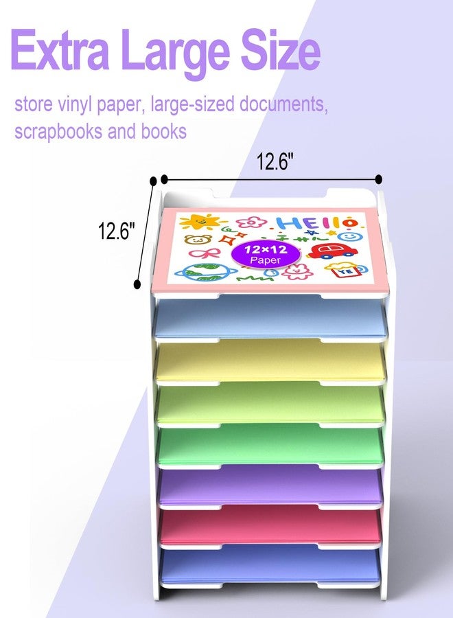 CKAGF 12x12 Paper Organizer Storage - 8 Tier Scrapbook Paper Storage Organizer, Stackable Construction Paper Holder, Craft Organizers and Storage for Office, Classroom, Craft Room, and Home - Image 4