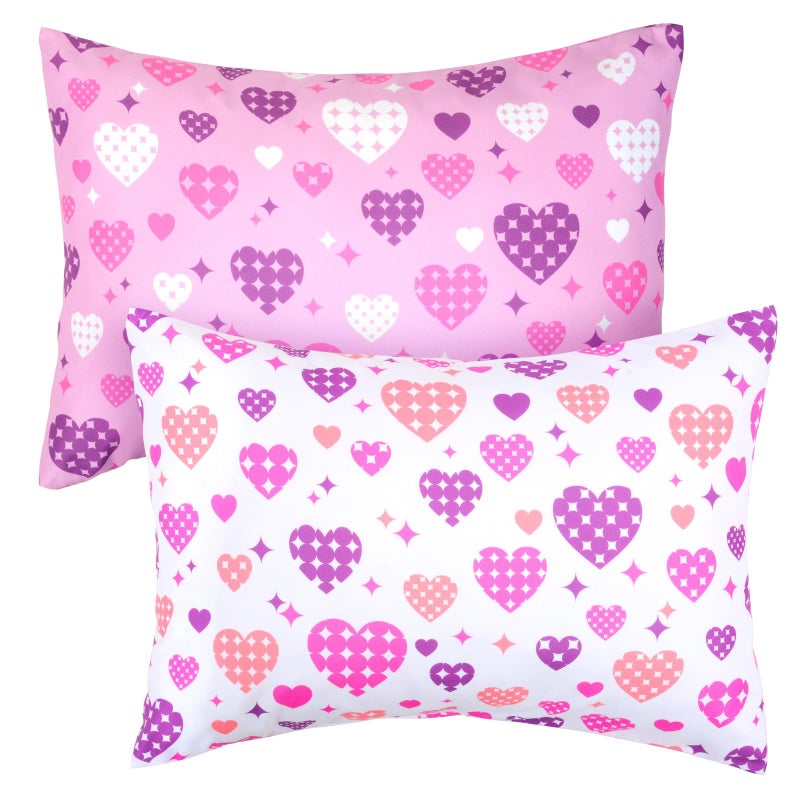 UOMNY Toddler Pillowcases for Girls - Love and Heart Baby Pillow Case 2 Pack - Small Covers for Travel (13X18, 12x16, 14x19) - Image 1