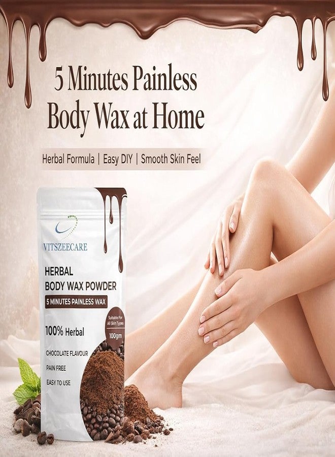 VITSZEECARE Herbal Body Wax Powder 100g Chocolate Flavoured | Painless 5 Minute Hair Removal for Women & Men | Easy Home Waxing for Face, Arms, Legs & Underarms | Suitable for All Skin Types - Image 5