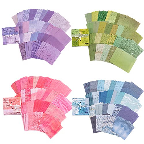 FMOACEN 400 PCS Vintage Scrapbook Paper - Multi-colored (Pink, Gray, Blue, Green) - 3.15 x 3.15 Inch Square Glossy Paper - Decorative Paper Supplies for Scrapbooking, Crafts - Image 1