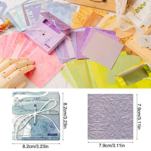 FMOACEN 400 PCS Vintage Scrapbook Paper - Multi-colored (Pink, Gray, Blue, Green) - 3.15 x 3.15 Inch Square Glossy Paper - Decorative Paper Supplies for Scrapbooking, Crafts - Image 2