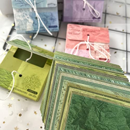 FMOACEN 400 PCS Vintage Scrapbook Paper - Multi-colored (Pink, Gray, Blue, Green) - 3.15 x 3.15 Inch Square Glossy Paper - Decorative Paper Supplies for Scrapbooking, Crafts - Image 3