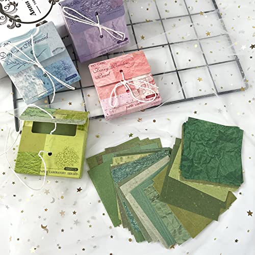 FMOACEN 400 PCS Vintage Scrapbook Paper - Multi-colored (Pink, Gray, Blue, Green) - 3.15 x 3.15 Inch Square Glossy Paper - Decorative Paper Supplies for Scrapbooking, Crafts - Image 4