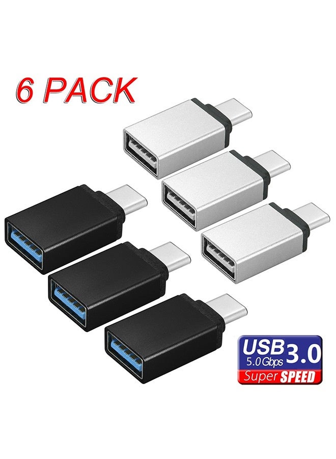 بشكل مختصر [6 قطع] محول من USB-C إلى USB، محول ذكر Type-C إلى أنثى USB-A 3.0، محول Type-C لأجهزة MacBook Pro وiMac وiPhone 17/16/15 Pro Max وiPad mini Pro وThunderbolt 4 وهواتف Samsung Galaxy - Image 1