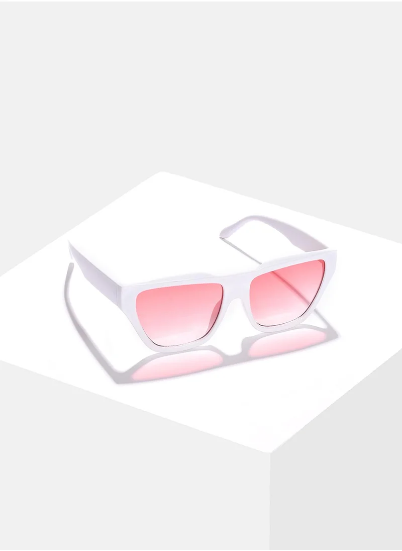 Haute Sauce Pink Lens White Cateye Sunglasses
