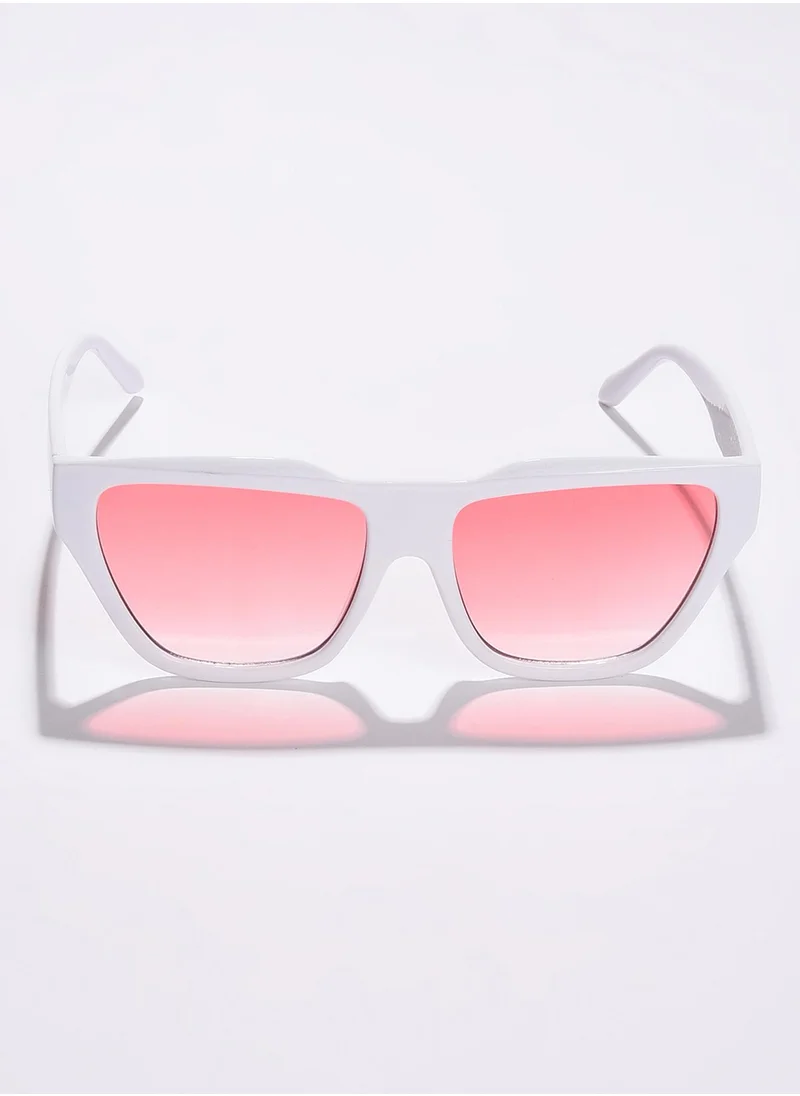 Haute Sauce Pink Lens White Cateye Sunglasses