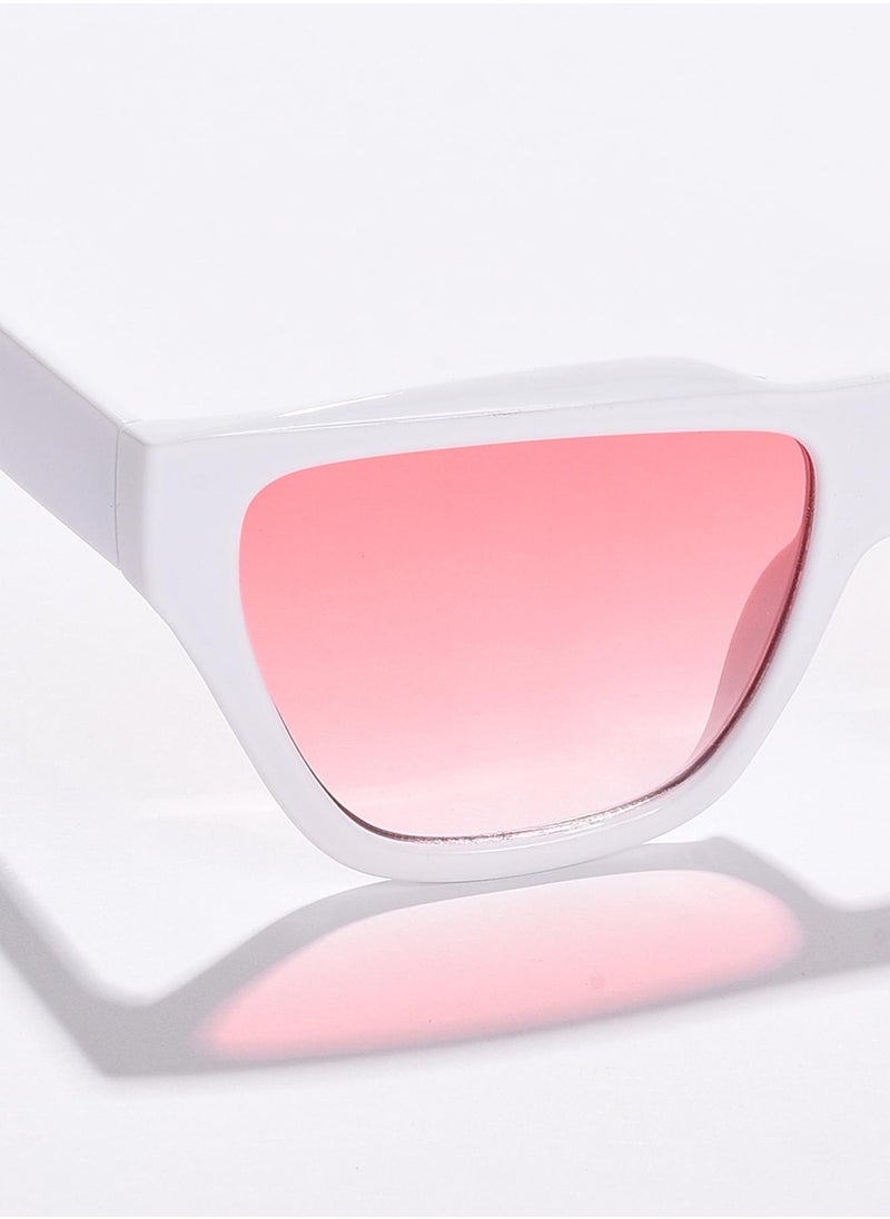 Haute Sauce Pink Lens White Cateye Sunglasses  - Image 3