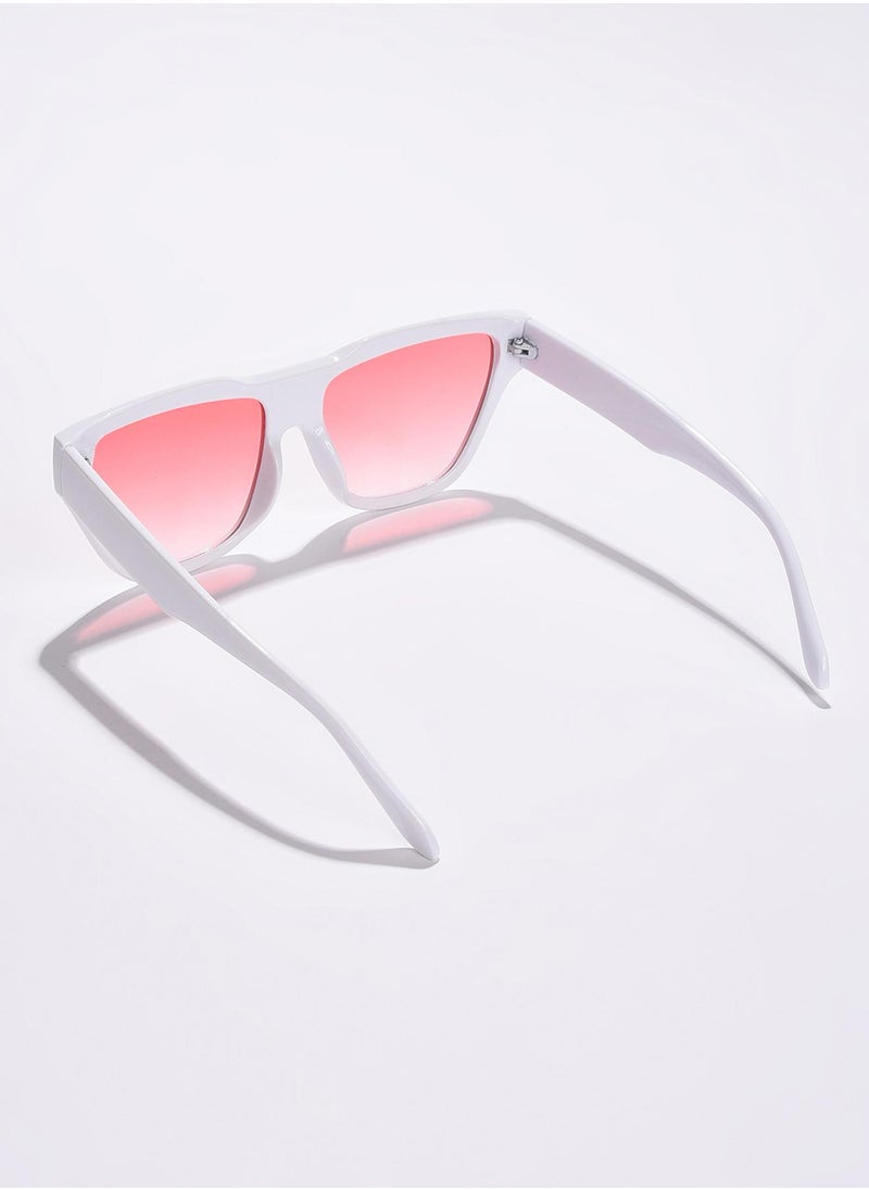 Haute Sauce Pink Lens White Cateye Sunglasses  - Image 4