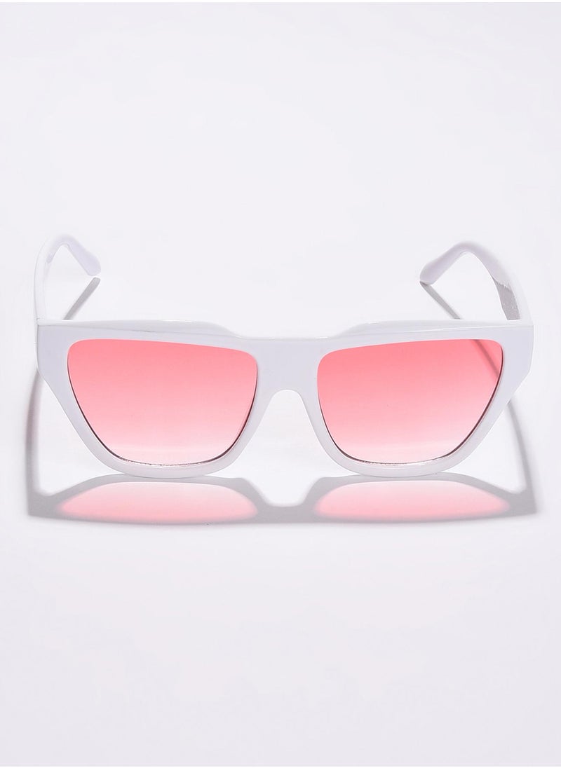 Haute Sauce Pink Lens White Cateye Sunglasses  - Image 1