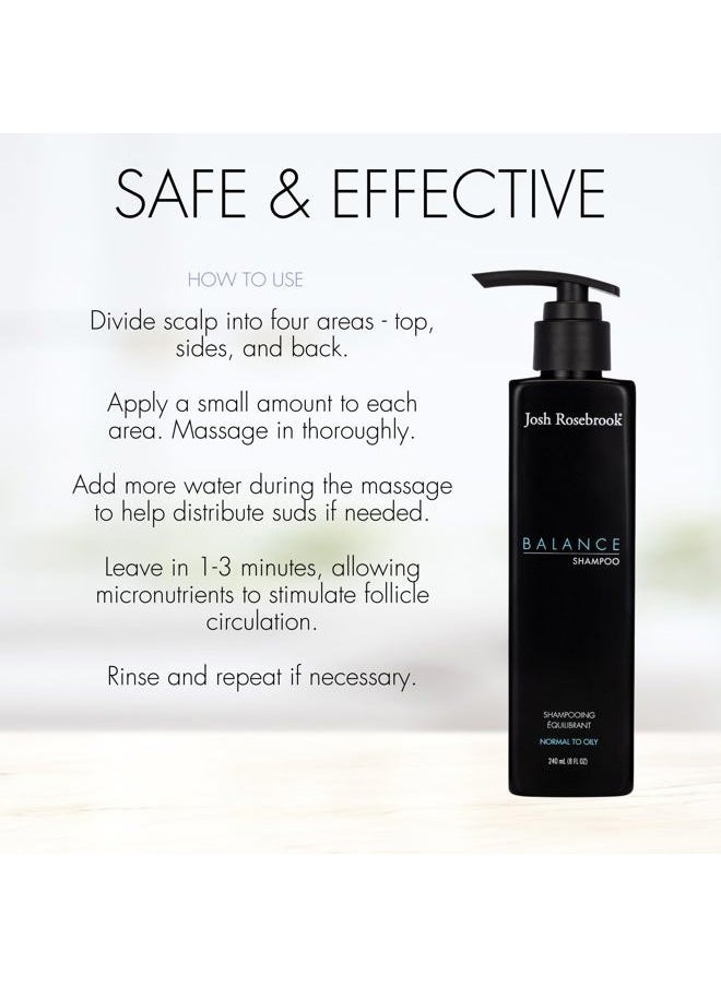 Josh Rosebrook Balance Shampoo formulated for all hair textures and types and balanced to oily scalps to offset excessive oiliness and create volume - 240 mL - 8 Oz  - Image 3